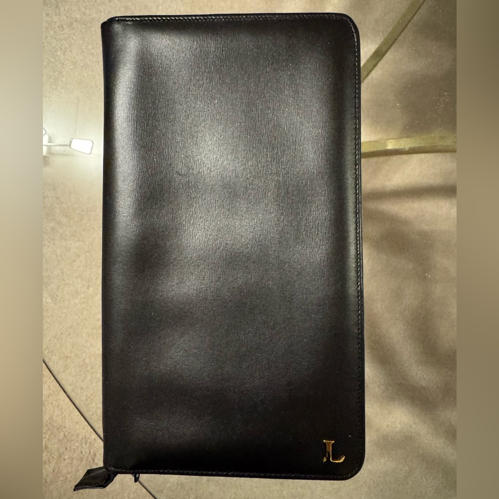 Lanvin Black Wallet with Gold Logo - Vintage